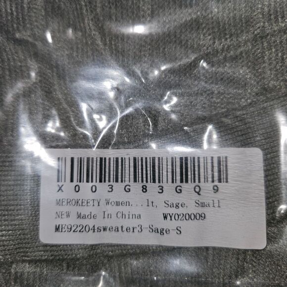 NWT MEROKEETY Green Ribbed Knit Midi Sweater Dress Women's Small | Cozy Pullover - Picture 6 of 9